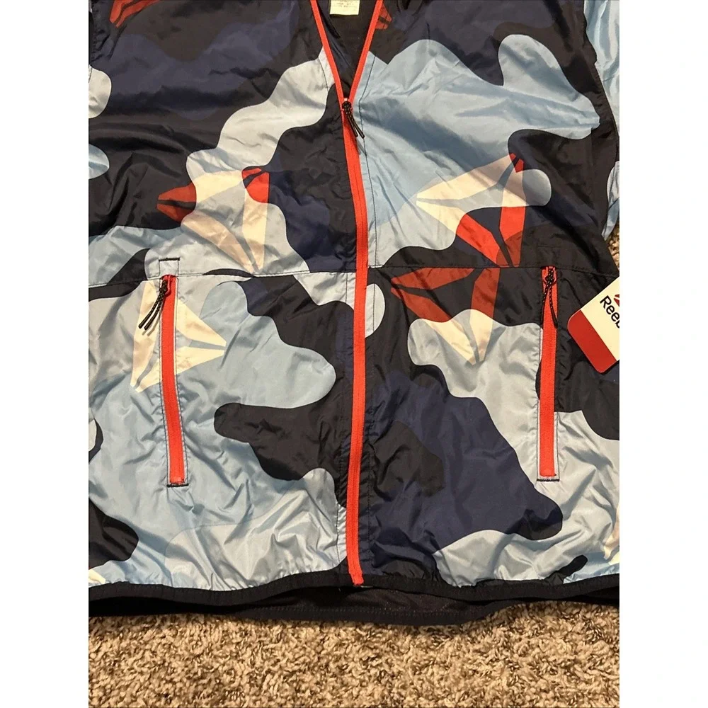 Reebok Boys Navy Blocker Full Zip Rain Coat Jacket w Pockets XL (14-16) NWT